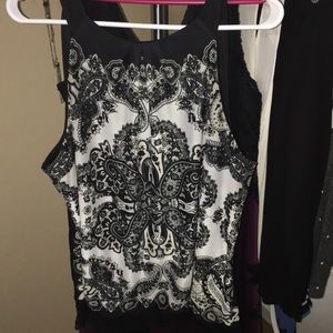 Black halter with medallion design and tie neck